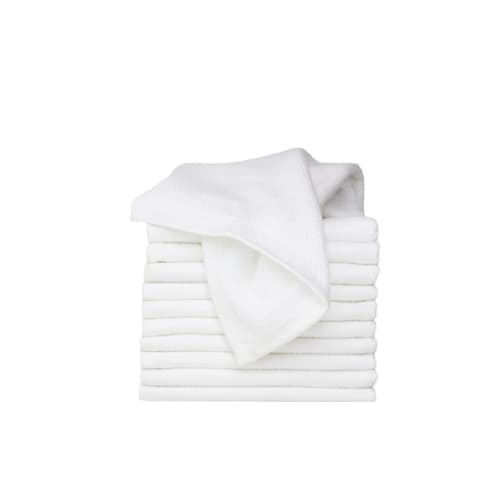 Toalla Oshibori, 100% Algodón Piqué Reversos a Terry, 12x12, 0.9lbs/dz, Blanco
